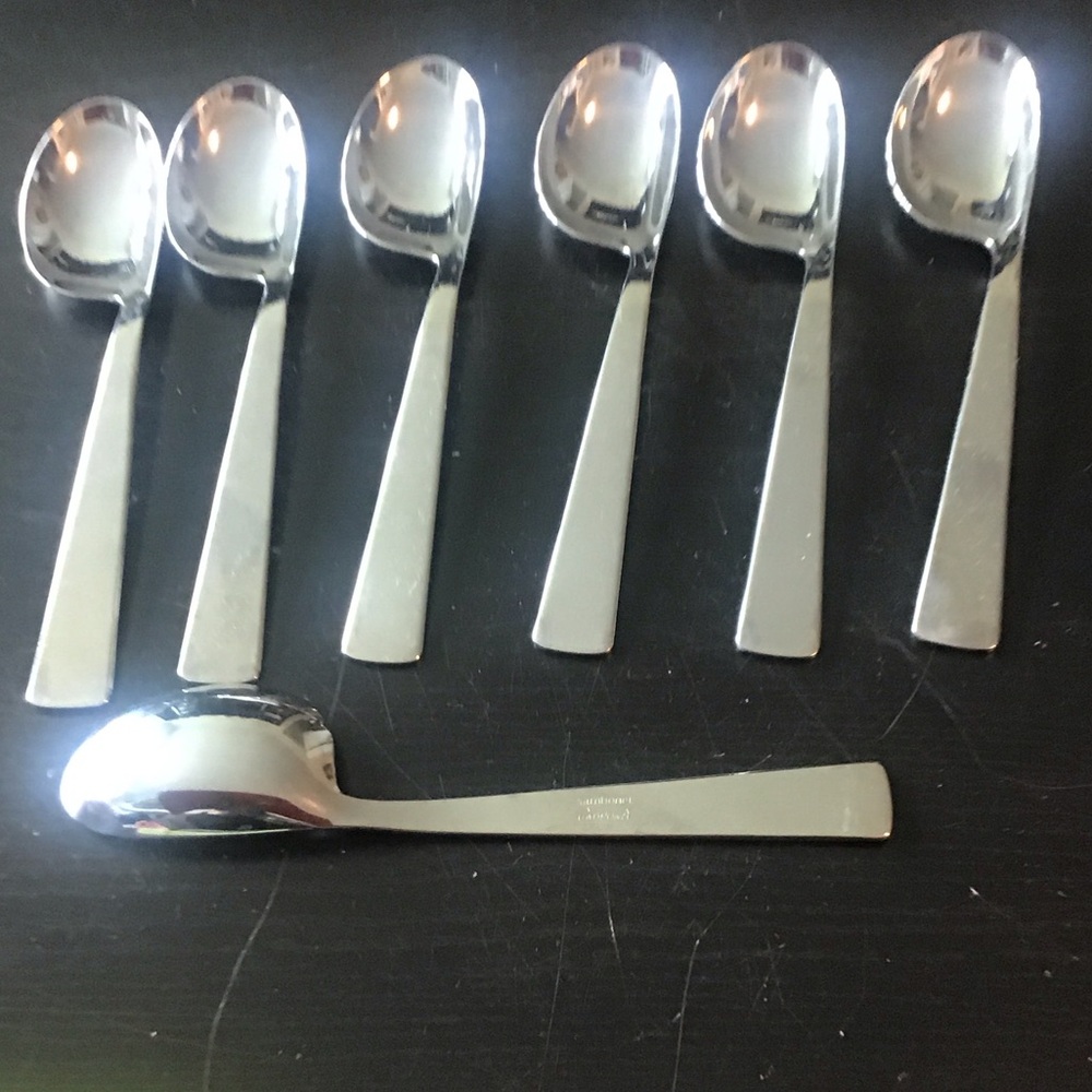 Sanbonet Gio Ponti Conca Set of 7 Silver Desert Spoons